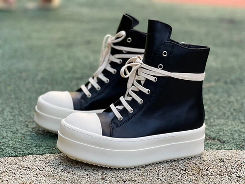 RICK OWENS High Top Black White FW23 LUXOR Sneakers