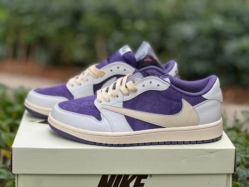 Travis Scott x Air Jordan 1 Low CQ4277-117 White Purple Reverse Swoosh