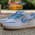 Nike Air Force 1 AF1 White Blue Rubber Strap Casual Sneakers DM1020-100