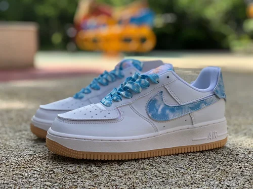 Nike Air Force 1 AF1 White Blue Rubber Strap Casual Sneakers DM1020-100