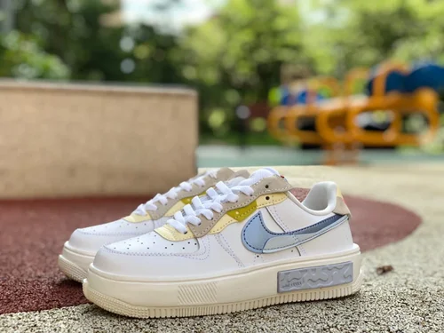 Nike Air Force 1 Fontanka White Yellow Blue Low-Top Casual Sneakers DV2175-100