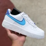 Nike Air Force 1 AF1 White Blue Overlapping Hook Low-Top Sneakers DQ0359-100