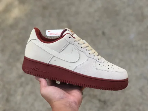 Nike Air Force 1 07 Beige Red Suede Low AA1391-111