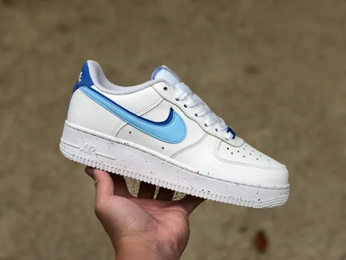 Nike Air Force 1 '07 White Blue Recycled Materials Low-Top Casual Sneakers DO9786-100