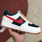 Nike Air Force 1 AF1 White Green Red Rubber Low-Top Sneakers FD9063-163