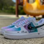 Nike Air Force 1 Cyberpunk Future Game Low-Top Custom Sneakers White Purple Blue HU6395-756