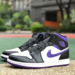 Air Jordan 1 Mid Black White Purple 554724-095