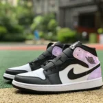 Air Jordan 1 Mid DM1200-001 Black White Purple Tie-Dye Basketball Shoes