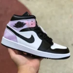 Air Jordan 1 Mid DM6216-001 Black White Purple Tie-Dye Basketball Shoes