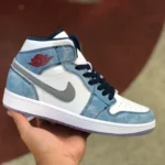 Air Jordan 1 Mid DN3706-401 Washed Blue Retro Basketball Shoes