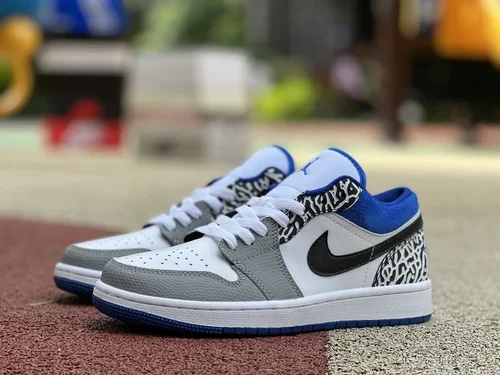 Air Jordan 1 Low DM1199-140 Grey Blue Elephant Print Retro