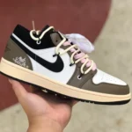 Air Jordan 1 Low 553558-062 White Mocha Pink Strap Retro