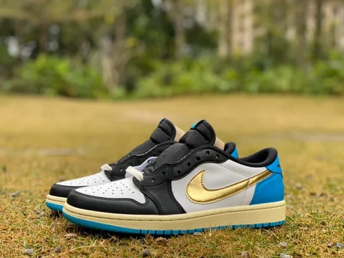 Air Jordan 1 Low CZ0790-104 Black White Blue Gold Hook Retro