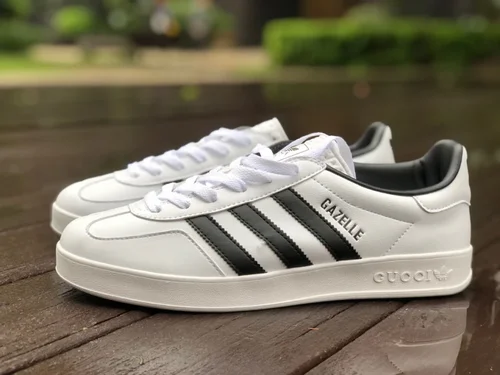 GUCCI x Adidas Originals Gazelle Low-Top Sneakers in White & Black