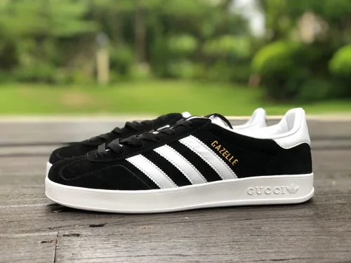 GUCCI x Adidas Originals Gazelle Low-Top Sneakers in Black & White