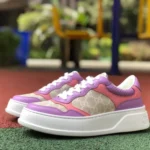 GUCCI Low-Top Canvas Platform Sneakers in Pink & Purple