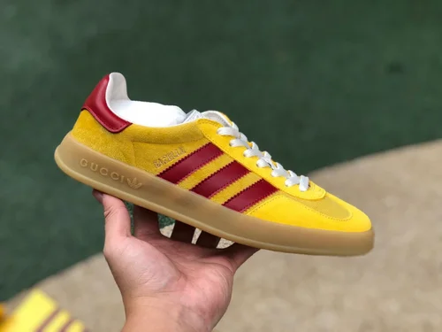 GUCCI x Adidas Originals Gazelle Low-Top Sneakers in Yellow & Red