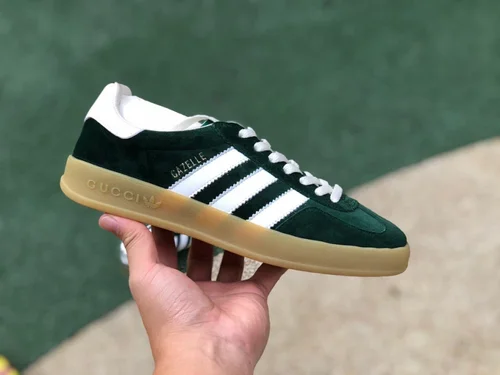 GUCCI x Adidas Originals Gazelle Low-Top Sneakers in Green & White