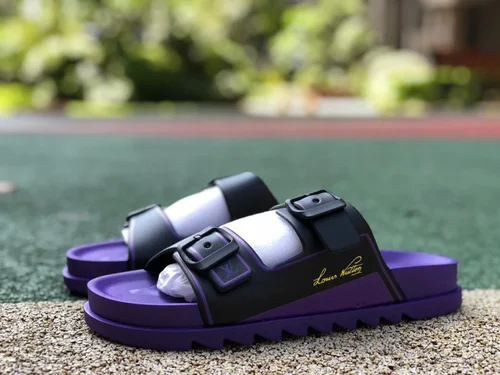 Louis Vuitton 2022 Summer Black Purple Slides