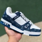 Louis Vuitton Trainer White Denim Blue Low