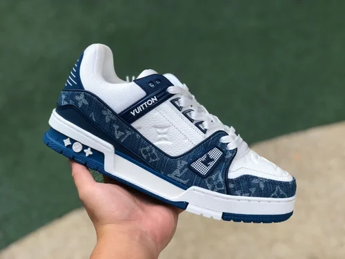 Louis Vuitton Trainer White Denim Blue Low