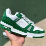 Louis Vuitton Trainer White Green Low