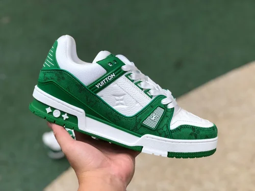 Louis Vuitton Trainer White Green Low