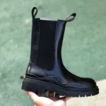 Bottega Veneta High Top Black Wave BV Tire Thick Sole Chelsea Boots Women