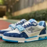 Louis Vuitton Trainer White Blue Velcro Low