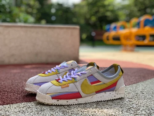 Union x Nike Cortez Beige Purple Yellow Retro Sneakers DR1413-100