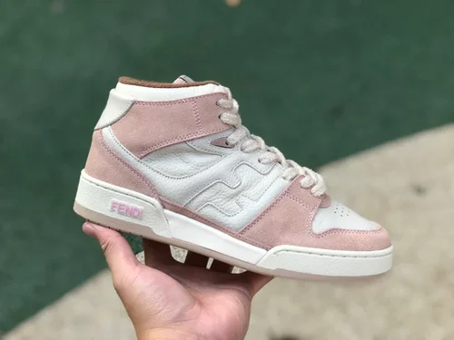 Fendi Match Mid Top White Pink Casual Sneakers