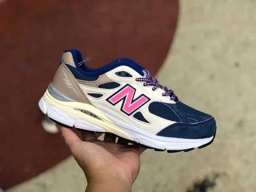 New Balance 990V3 Kith White Blue Retro Running Shoes M990KH3