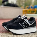 New Balance 574 Thick Sole Black White Retro Dad Shoes for Women WL574ZAB