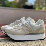 New Balance 574 Thick Sole Beige Grey Retro Dad Shoes for Women WL575ZAA