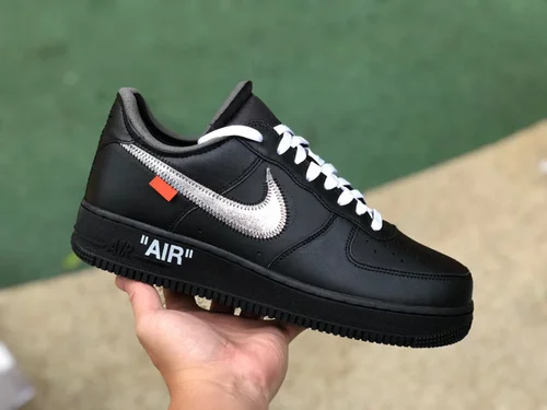 OFF-White x Nike Air Force 1 AF1 OW Collaboration Black Silver Low AV5210-100