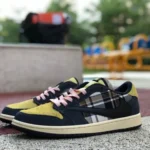 Travis Scott x Air Jordan 1 Low CQ4277-618 Black Yellow Mesh Reverse Swoosh