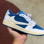 Travis Scott x Air Jordan 1 Low DQ4277-212 White Blue Reverse Swoosh