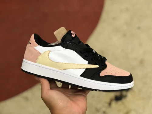 Travis Scott x Air Jordan 1 Low CQ4277-995 Black Pink Gold Hook Reverse Swoosh