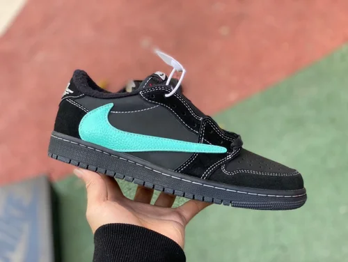 Travis Scott x Air Jordan 1 Low DZ1382-001 Black Tiffany Reverse Swoosh