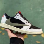 Travis Scott x Air Jordan 1 Low DZ4137-106 Olive Green Cut Piece Version