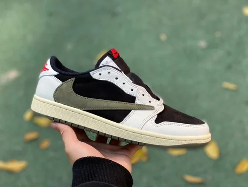 Travis Scott x Air Jordan 1 Low DZ4137-106 Olive Green Cut Piece Version