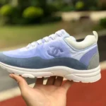 CHANEL Suede Effect Nylon Sneakers in Sky Blue