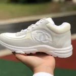 CHANEL Suede Effect Nylon Sneakers in White