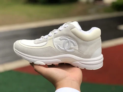 CHANEL Suede Effect Nylon Sneakers in White