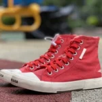 Balenciaga Paris White Red High Top Canvas Sneakers