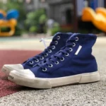 Balenciaga Paris Navy Blue High Top Canvas Sneakers