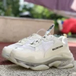 Balenciaga Beige Triple S Clear Sole Vintage Dad Shoes