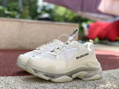 Balenciaga Beige Triple S Clear Sole Vintage Dad Shoes