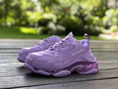 Balenciaga Violet Triple S Clear Sole Vintage Dad Shoes