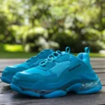 Balenciaga Miami Blue Triple S Clear Sole Vintage Dad Shoes